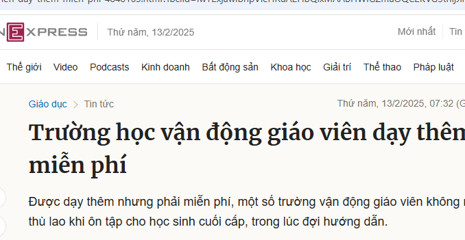 Trường học vận động giáo viên dạy thêm nhưng miễn phí, giáo viên nói gì?