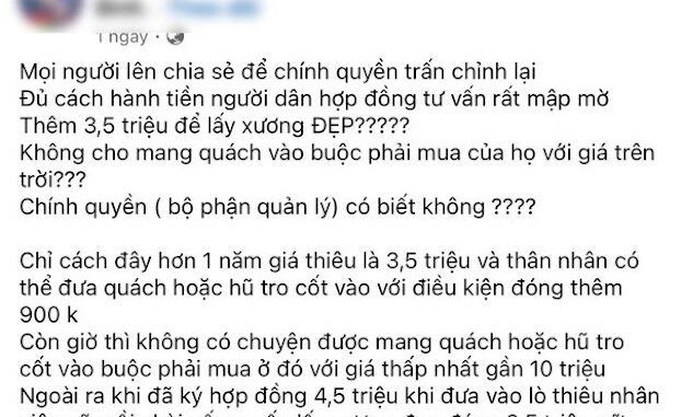 Xôn xao người dân tố cơ sở hỏa táng ép mua quách giá cao, ‘làm tiền’ từ người đã khuất: Toàn bộ sự việc thế nào