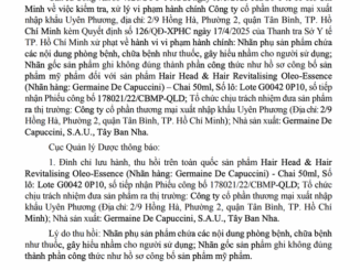 Thu hồi lô dầu gội…do một công ty ở TP HCM đưa ra thị trường