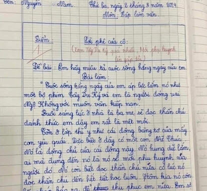 Học sinh lớp 3 làm văn tả cuộc sống hàng hàng với 'muôn vàn kiếp nạn' khiến cô giáo suýt ngất xỉu