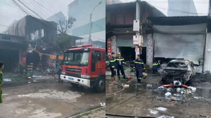 Ngọn lửa bất ngờ bùng dữ dội từ ô tô, thiêu rụi 4 nhà ở kết hợp kinh doanh