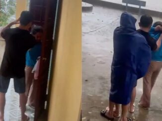 Nữ giáo viên bị t:át tới tấp vào mặt, b:ắt ra đứng giữa mưa