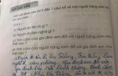 Bài văn tả bác hàng xóm của học sinh tiểu học gây xôn xao vì 'quá chân thật': Đọc câu cuối đố ai nhịn được cười Bài văn tả bác hàng xóm của học sinh tiểu học gây xôn xao vì 'quá chân thật': Đọc câu cuối đố ai nhịn được cười
