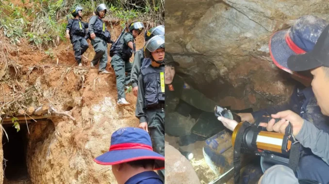 Những căn hầm như địa đạo giữa rừng mới bị cảnh sát đột kích