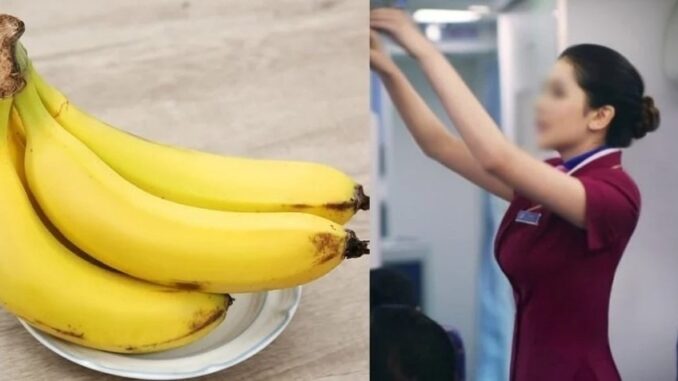 Tại sao tiếp viên hàng không thường mang theo một quả chuối khi lên máy bay? Họ ăn hay có mục đích gì khác? Nghe sự thật mà ch:o:áng luôn Tại sao tiếp viên hàng không thường mang theo một quả chuối khi lên máy bay? Họ ăn hay có mục đích gì khác? Nghe sự thật mà ch:o:áng luôn